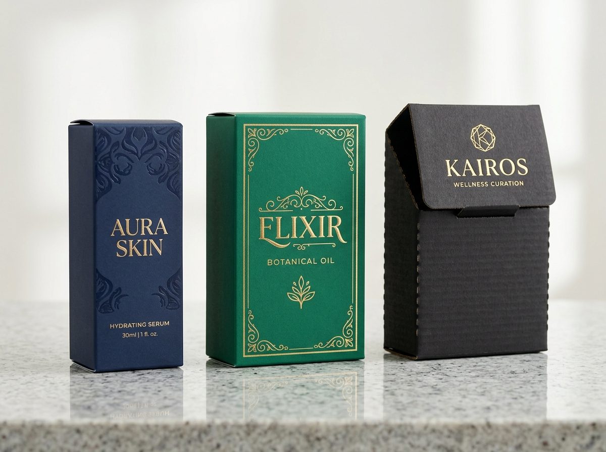 Çeşitli premium karton ambalaj tipleri